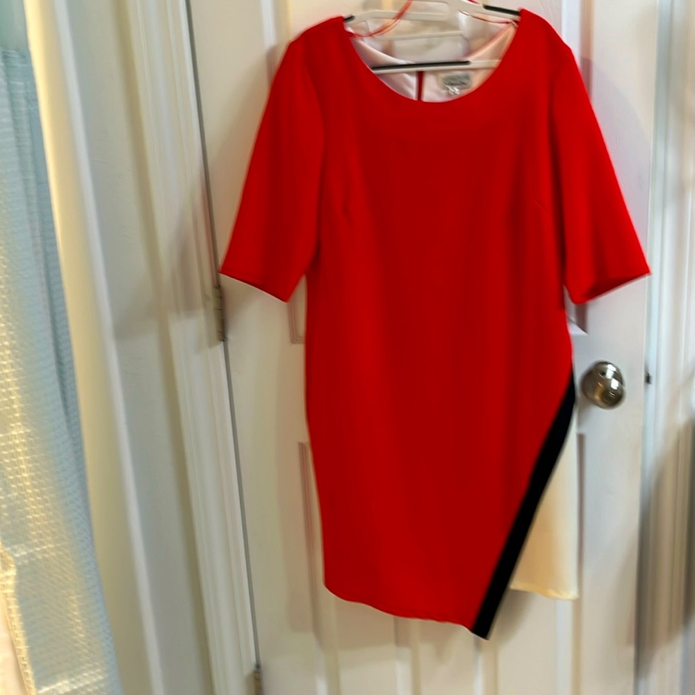 Flattering asymmetrical dress never worn. Excellent condition